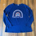 Happy New Year Long Sleeve Tee Large Navy Blue with lettering Photo 0