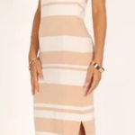 Petal + Pup Dress Womens X Small Tan White Striped Knit Angelina‎ Halter Midi Size XS Photo 0