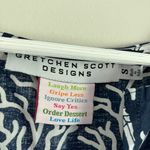 Gretchen Scott Designs Seahorse Print Split Neck Tunic Blue White Size Small Photo 6