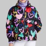 Wild Fable  Womens Puffer Jacket Black With Colored Hearts Size M Photo 3