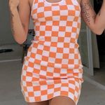 Princess Polly Orange Checkered Dress Photo 0