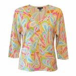 Daniel Bishop 100% Cashmere Sweater Pastel Paisley Print Sweater Size Large Pink Photo 4