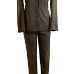 Herman Geist Olive Green Women’s Pant Suit With Shoulder Pads Size 8 (Preowned) Photo 0