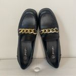 Nasty Gal  Black Faux Leather Chunky Loafer with Gold Thick Chain Size 8 Photo 9