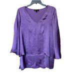 Diane Gilman  Top Women’s Lg Pullover Tired Purple Party Lagen Photo 0