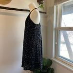 Eileen Fisher Black Silk Sequin Beaded Racerback Tank Sparkle Dress Size Small Photo 5