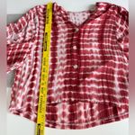 SheIn Red White Boho Tie Dye Drapey Kimono V Neck Barrel Sleeve Top Sz Large Photo 5