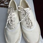 Kate Spade Lace Up Espadrille Sneakers Boat Party Parchment Beige Canvas- Size 8 Photo 2