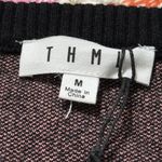 THML  women’s size medium black leopard sweater long sleeve pullover crew neck Photo 6