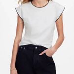 Madewell Women's Side Cinch Crewneck Stitching Detail White Tee Top XS New Photo 0