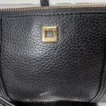 Lodis RFID Black Leather Wristlet Clutch Purse Gold Logo Detachable Strap Photo 1