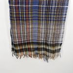 Echo Multicolor Wool Plaid Long Square Scarf Lightweight Designer Preppy Blue Photo 2