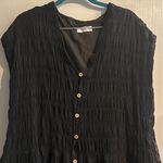 TALULAH  Black Mini Pleated Dress with Pockets Casual Little Black Dress Tunic L Photo 6