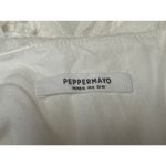 Peppermayo  White Long Sleeve Tie Knot Collared Ruffle Peplum Blouse Top Size 8 Photo 2