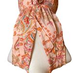 Nanette Lepore  Yellow Peach Paisley Floral Print Pintuck Button Front Midi Dress Photo 4