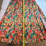 Nicole Miller  Tropical One Shoulder Maxi Front Slit Dress Fancy Belted 8 Satin Photo 6