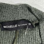 MICHELLE by Commune Green Ribbed Knit Mock Neck Sleeveless Swing Dress Photo 4