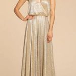 Hayley Paige Occasions Women's Gold Metallic Bridesmaid Gown Dress Size 10, 5953 Photo 2