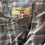 Triple Five Soul Plaid Lace Up Tunic Top Blue Size M Photo 8