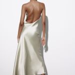 ZARA  midi dress satin effect slip halter maxi sage wedding party coctail Photo 8