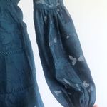 Francesca's Buttons V Neck Lantern Sleeves Lace Dress Photo 3