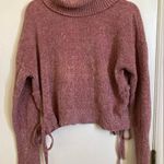 Luv & Bloom Pink Chenille Cropped Turtleneck Long Sleeve Sweater Size L Photo 0