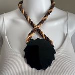 Vintage Lee Sands Lion Statement Beaded Necklace With Earrings Black Photo 6