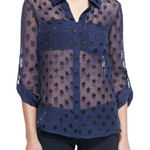 Diane Von Furstenberg  - Lorelei Star USA Embellished Sheer Blouse Sz 6 Photo 0