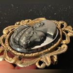 Artisan Vintage Black Cameo Brooch pin Photo 5