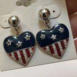 Croft & Barrow NWT  American Flag Colors Heart Pierced Dangle Drop Earrings Photo 2