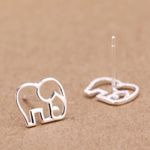 NEW Sterling Silver Plated Elephant Outline Small Stud Earrings .925 University of Alabama Photo 2