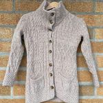 Aran Woollen Mills Super Soft Merino Oatmeal Cardigan XS Tan Photo 0