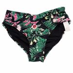 White House | Black Market NEW WHBM Lush Floral Black Shirred Wrap High Waist Bikini Bottoms size Small Photo 3