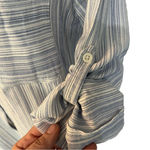 Athleta  long sleeved blue/white pinstripe women’s shirt, size XS. EUC Photo 5