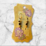 Elegant Wooden and Vintage Bead Drop Earrings Black Photo 1