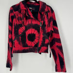 Miss Sixty  Fringe Tie Dye Leather Moto Jacket Photo 0
