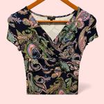 Talbots Cute  stretchy paisley babydoll v-neck dress midi cap sleeve flowy fairy Photo 1