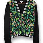 Bongo NWOT ‎ VTG Y2K Floral Black White Bomber Varsity Jacket Women's Size Large Photo 0