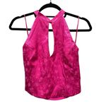 ZARA Halter Keyhole Satin Floral Jacquard Top Pink Women’s Size Large NWT Photo 4