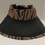 Tahari  Hat Visor Sun Animal Print Bow Packable Roll Up Black Blue Camel Tan Photo 0