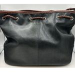 Fossil Vintage Black Pebbled Leather Bag Woven  Handles Shoulder Purse Key Charm Photo 1