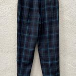 Vintage Tanjay Grey Blue Plaid Trousers Pants Size 12 Gray Photo 6