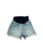Time And Tru Women's L (12-14) Maternity Denim Shorts Comfort Belly Band Light Photo 1
