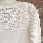 Tahari  Sweater Crewneck Open Knit White Long Sleeve XS Preppy Classic Casual Photo 11