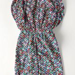 Saloni Brooke Dress Blue Poppyfield 4 Silk Abstract Floral flutter sleeve mini Red Photo 6