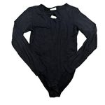 Topshop Cut-Out Long Sleeve Bodysuit in Black, Size 12/L Photo 0