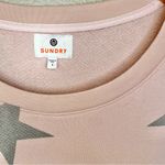 Sundry  Light Pink Gray Star Side Zip Crewneck Sweatshirt Sweater Photo 4
