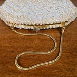 Vintage Richere Ivory Beaded Floral Clutch Purse Evening Bag Made in Hong Kong White Photo 1