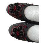 Stuart Weitzman  Gray Embroidered Floral Beaded Flats Size 6N Photo 3