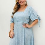 Boutique NEW Blue Floral Short Sleeve Dress Photo 1